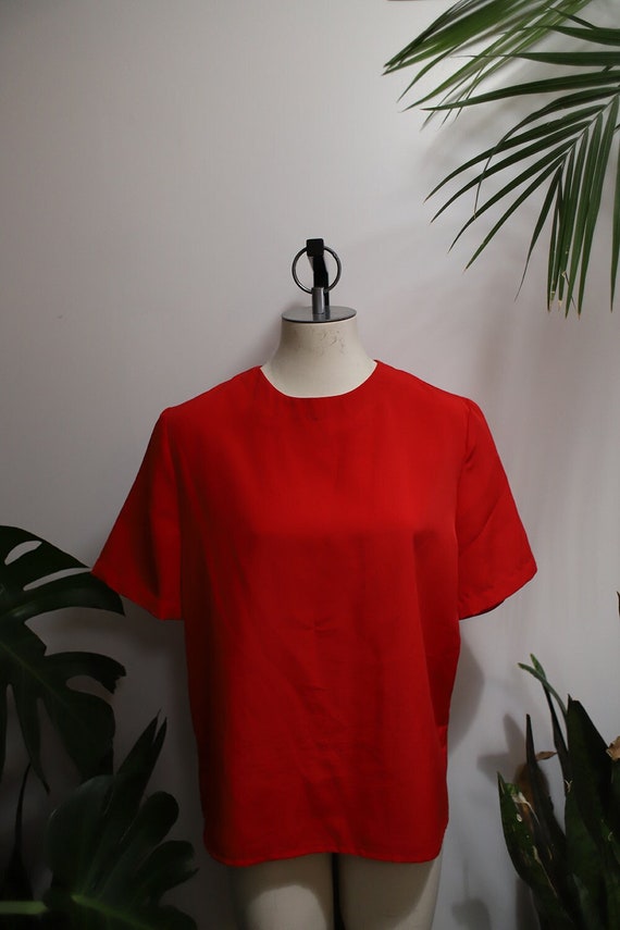 Vintage 1980s 90s red boxy loose fit short sleeve 