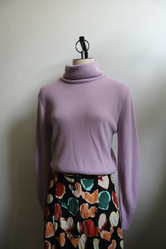 Vintage 1960s 70s lavender light purple turtlenec… - image 3