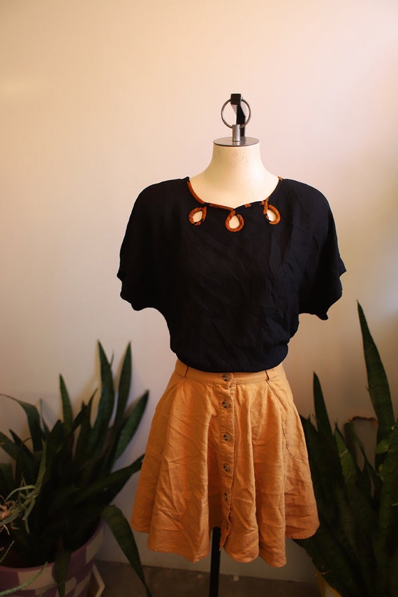 Vintage 1980s 90s short sleeve black blouse