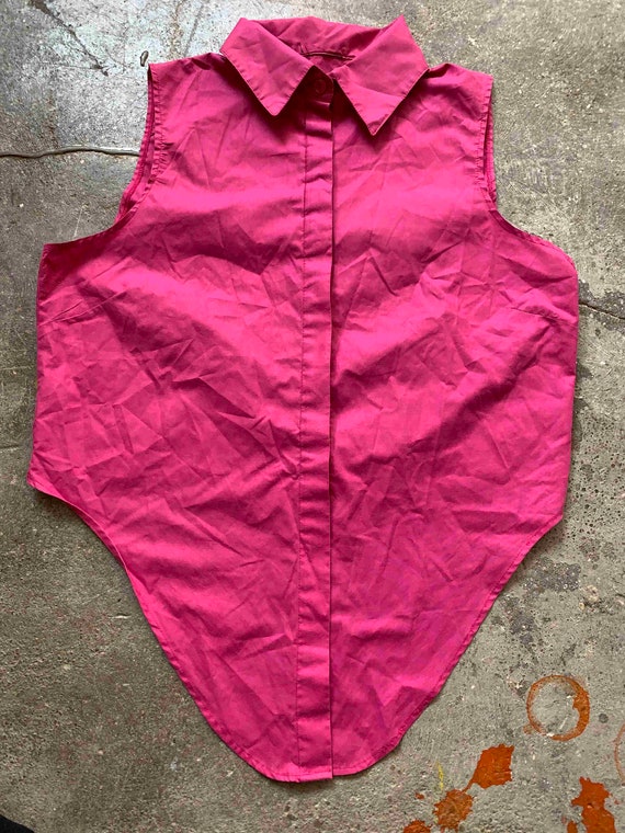 Vintage 1980s 90s sleeveless pink magenta button … - image 6