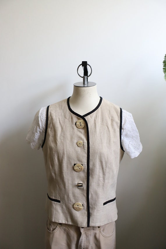 Vintage 1990s light beige khaki linen blend sleeve