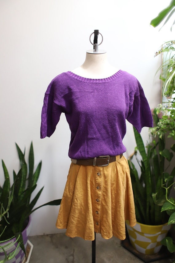 Vintage 1980s short sleeve purple short sleeve pul