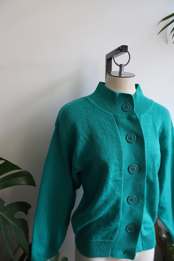 Vintage 1980s 90s Sweetree teal turquoise cardiga… - image 3