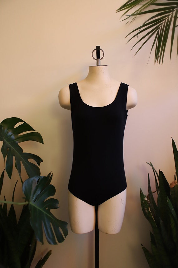 Vintage 1980s 90s Carlisle scoop neck black bodys… - image 1