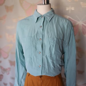 robin egg blue dress shirt Robins Egg Blue Dressbarn Collar Button Shirt 18/20 W Plus Size Womans Cotton