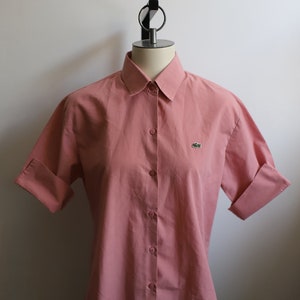Vintage 1980s pink Lacoste Chemise short sleeve button down oxford shirt