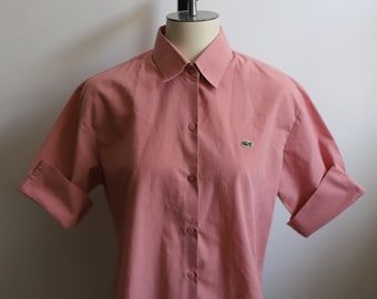 Vintage 1980s pink Lacoste Chemise short sleeve button down oxford shirt