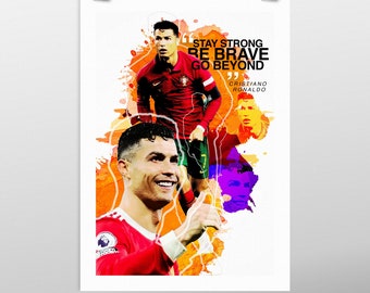 Cristiano Ronaldo Football Poster, Printable poster, motivational quote, Print, Football soccer fan gift JPG & PDF High quality