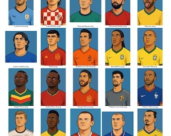 Pacote de imagens PNG de jogadores de futebol | Clipart de estrelas do futebol (Download digital)