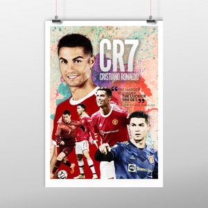 Cristiano Ronaldo Football Poster, Printable poster, motivational quote, Print, Football soccer fan gift JPG  High quality