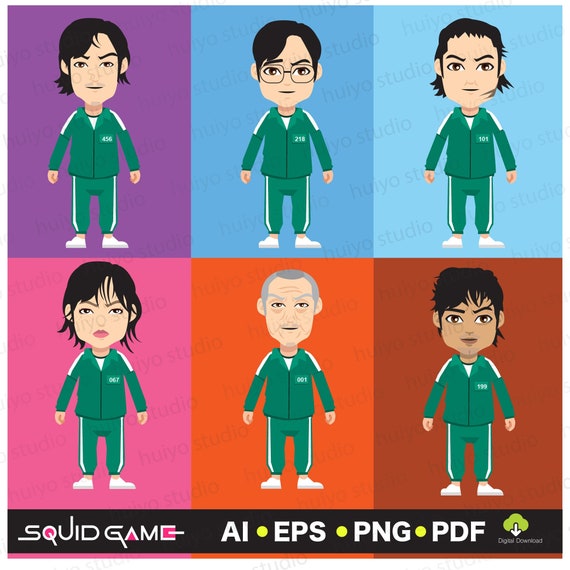 Squid Game Chibi Character PDF PNG EPS Ai Download 