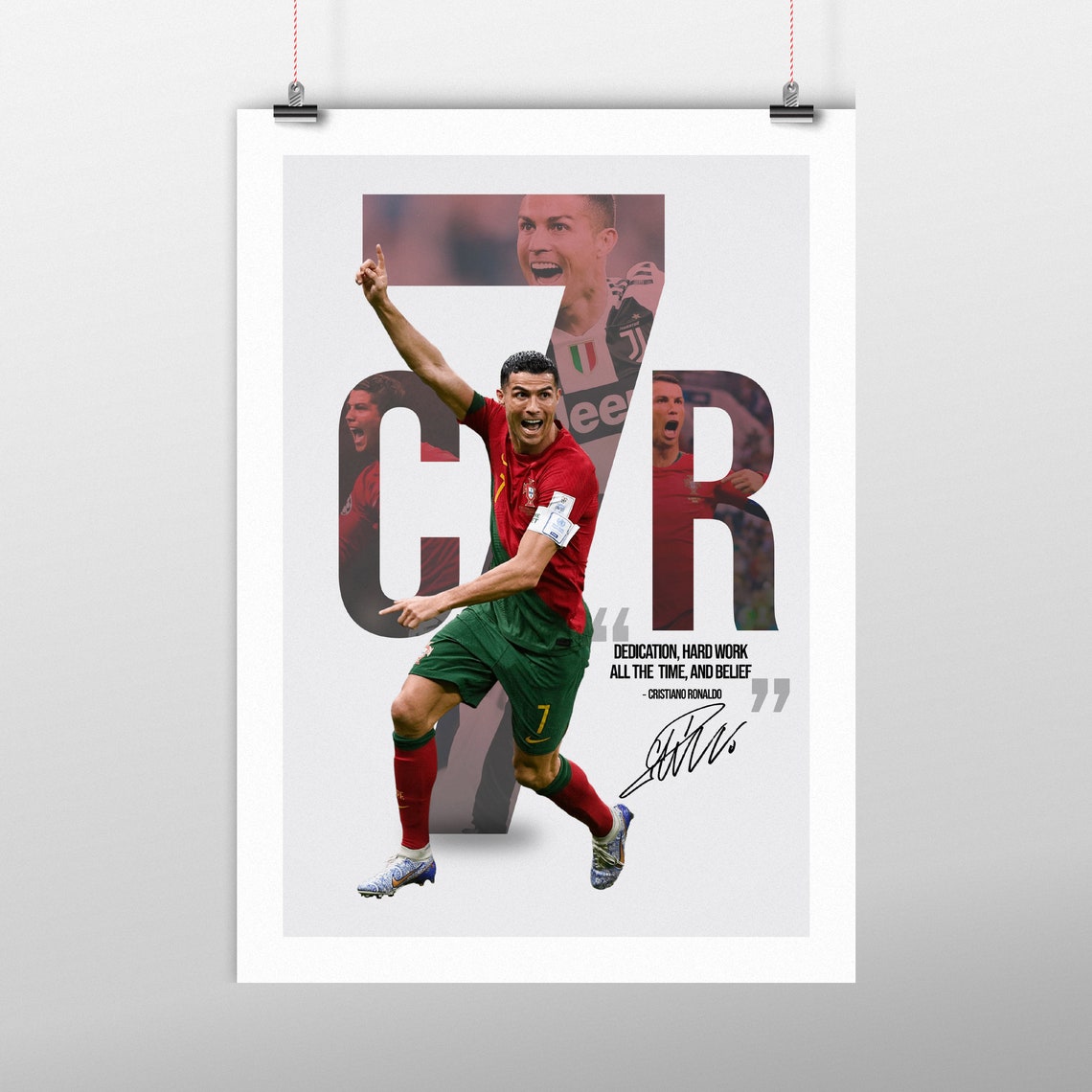 Cristiano Ronaldo Football Poster, Printable Poster, Motivational Quote ...