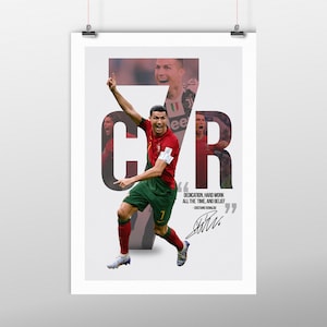 Cristiano Ronaldo Football Poster, Printable poster, motivational quote, Print, Football soccer fan gift JPG  High quality