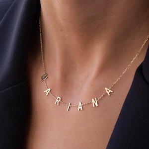 Multiple Letter Name Necklace, Personalized Space Letter Necklace, Personalized Name Necklace, Spaced Letter Necklace, Letter Name Necklace