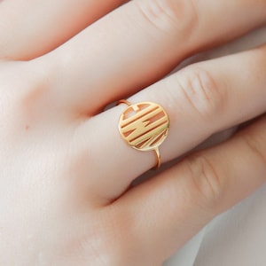 Circle Monogram Ring, Personalized Initial Ring, Monogram Jewelry, Cut Out Initial Ring, Wedding Monogram Ring, Bride Gift For Wedding
