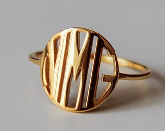 Monogram Ring, Adjust Ring For Woman, Cut Out Ring, Monogram Gift For Woman, Letter Ring, 3 Letter Monogram, Silver Monogram Ring