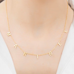 Name Necklace, Name Necklace Gold, Spaced Letter Necklace, Spaced Letter Necklace Modern, Spaced Name Necklace, Gift For Girlfriend