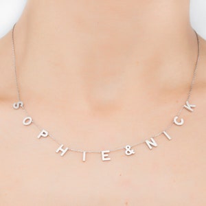 Dangle Name Necklace, Monogram Necklace, Name Choker, Tiny Letter Name Necklace, Name Jewelry, Custom Name Choker, Nameplate Necklace