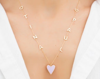 Tiny Names Choker Necklace, Personalized Two Names Necklace, Custom Kids Names Necklace, , Custom Love Letter Jewelry, Custom Mom Gifts