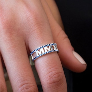 Pave Numeral Ring, Personalized Numeral Jewelry, Date Ring, Custom Eternity Ring, Roman Numeral Ring, Pave Round Band, Cz Numeral Band