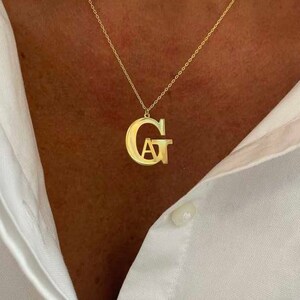 Silver Double Letter Necklace, Alphabet Pendant, 2 Letter Necklace, Personalized Jewelry, Dainty Letter Necklace, Christmas Day Gift