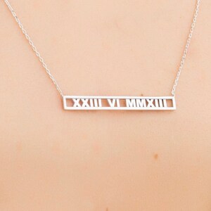 Custom Bar Necklace, Roman Numerals Bar Necklace, Personalized Bar Necklace, Custom Roman Numeral Necklace, Roman Numeral Date Jewelry