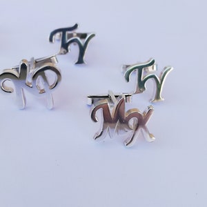 Gemelos de letras personalizadas, Gemelos iniciales para novios, Gemelos de boda personalizados, Gemelos de cartas, Regalos de hombres para él, Regalos de padre