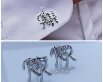 Custom Initial Cufflinks, Silver Cufflinks, Initial Cufflinks, Personalized Cufflinks, Cufflinks, Gift Gift For Man, Valentine's Day Gift