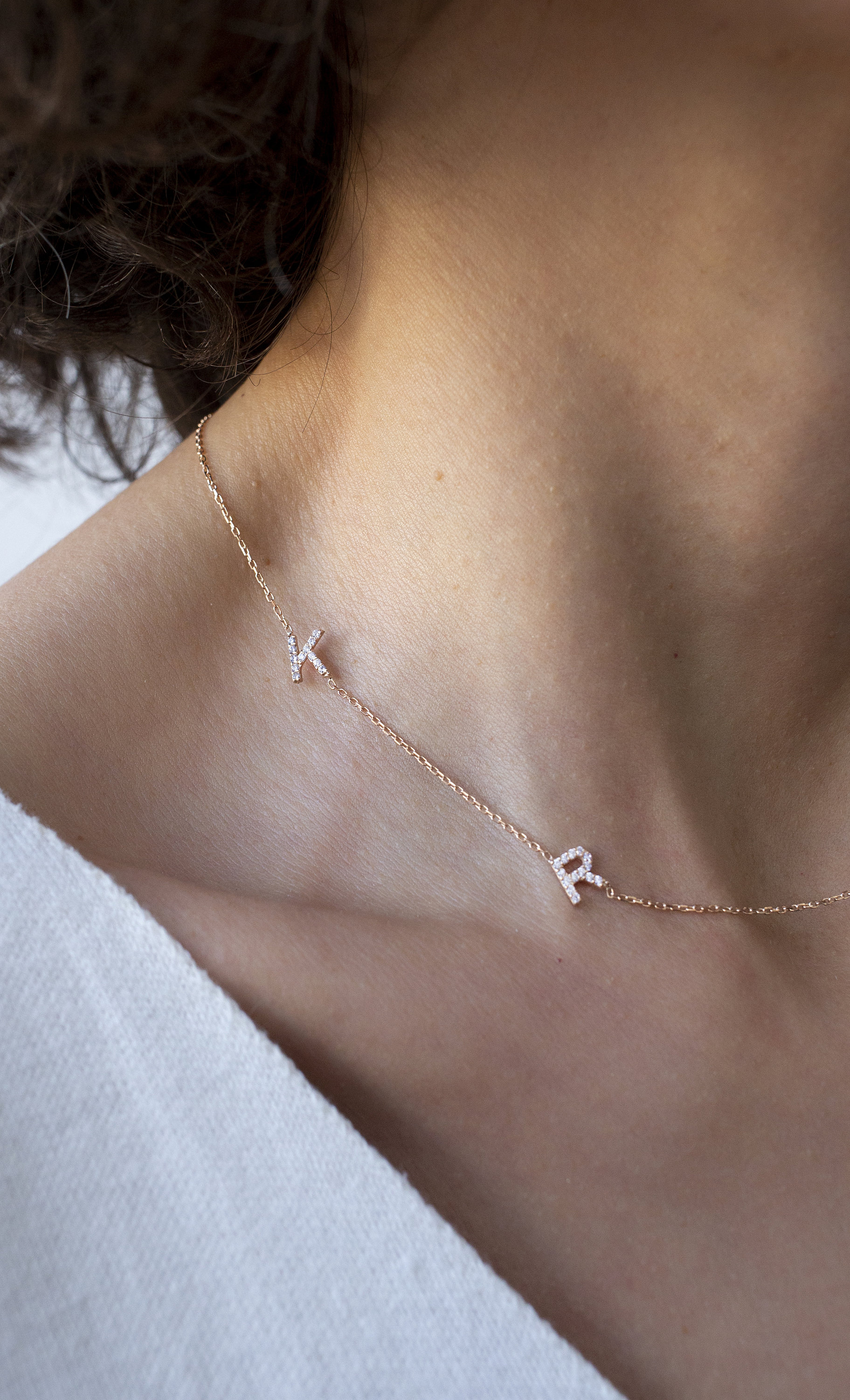 Double Initial Necklace Sideways 