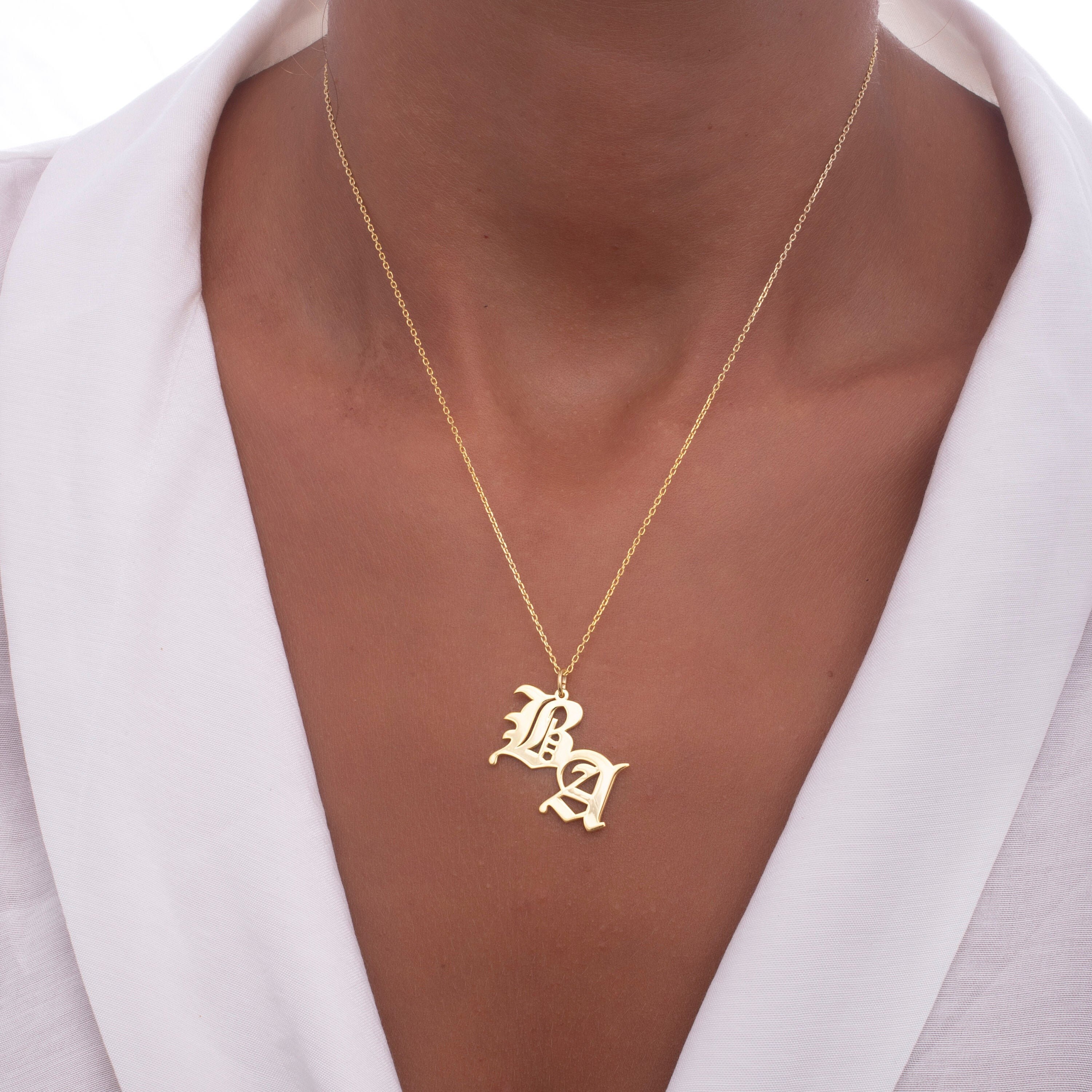 Old English Pendant Necklace, Old English Jewelry, Old
