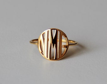 Custom Monogram Ring, Letter Monogram Jewelry, Adjustable Letter Monogram Ring, Cut Out Monogram Ring,  Anniversary Gift, Graduation Gift