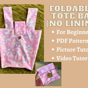 Foldable Tote Market Bag Pattern | Beginner Sewing Pattern | Tote Bag With no Lining Sewing Pattern | PDF Sewing Pattern Market Bag