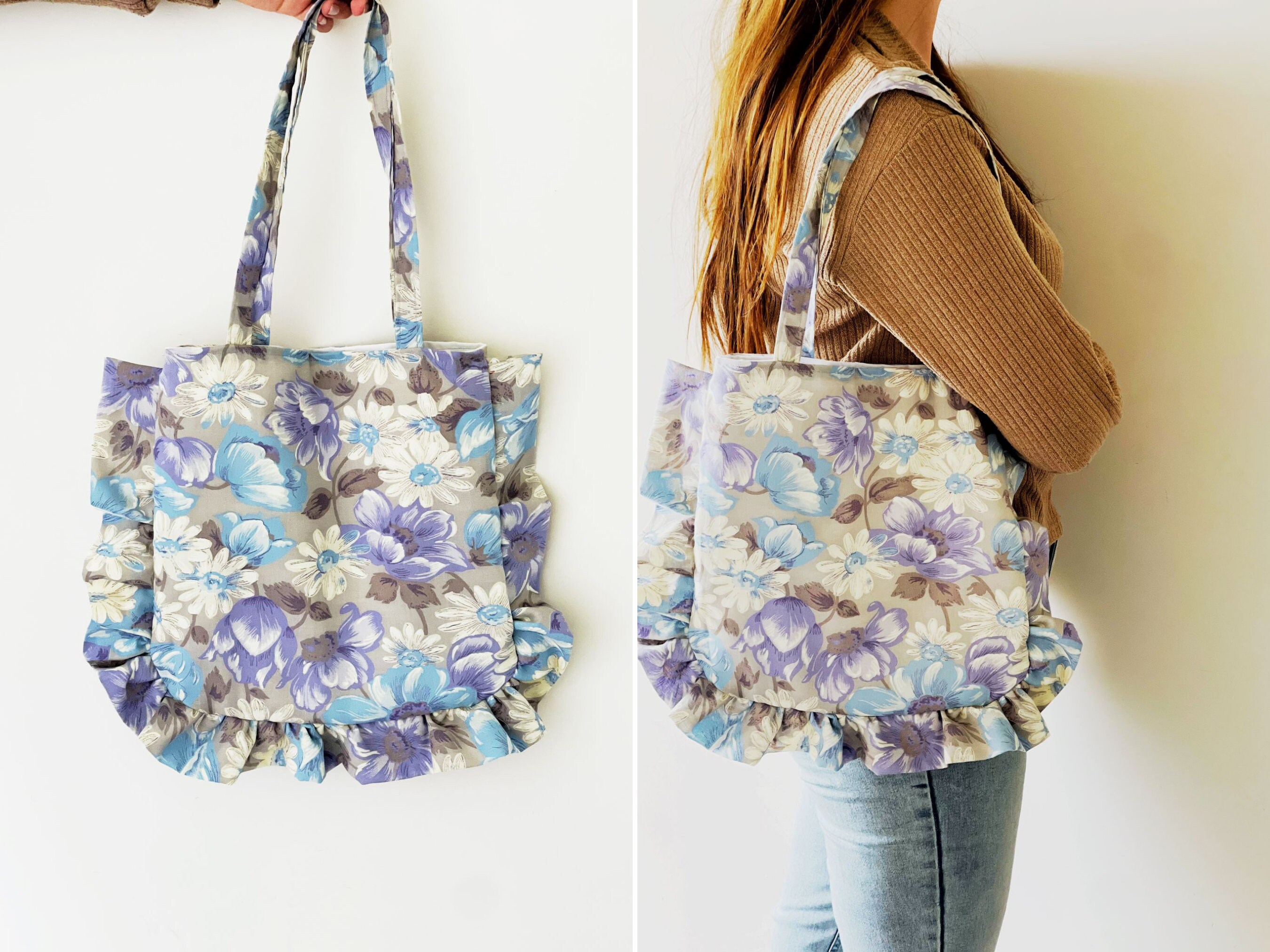 Beginner Tote Bag Sewing Pattern PDF – Easy Ruffle Tote (A4 Printable ...