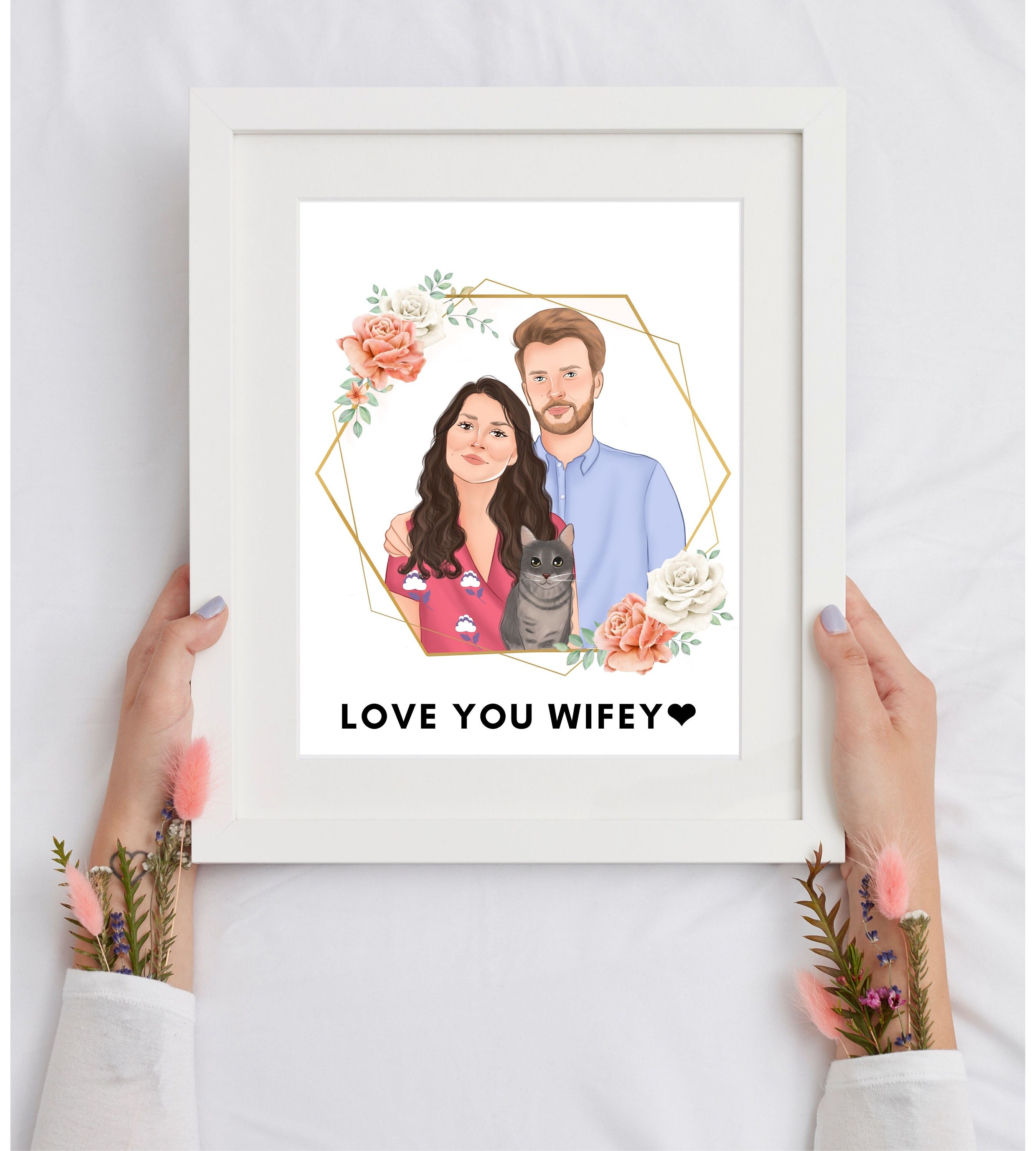 Personalized Couple Portrait Custom Digital Portrait Couple Etsy