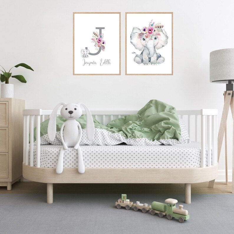 Initial Nursery Wall Art Printable Set of 2 Personalized - Etsy Australia