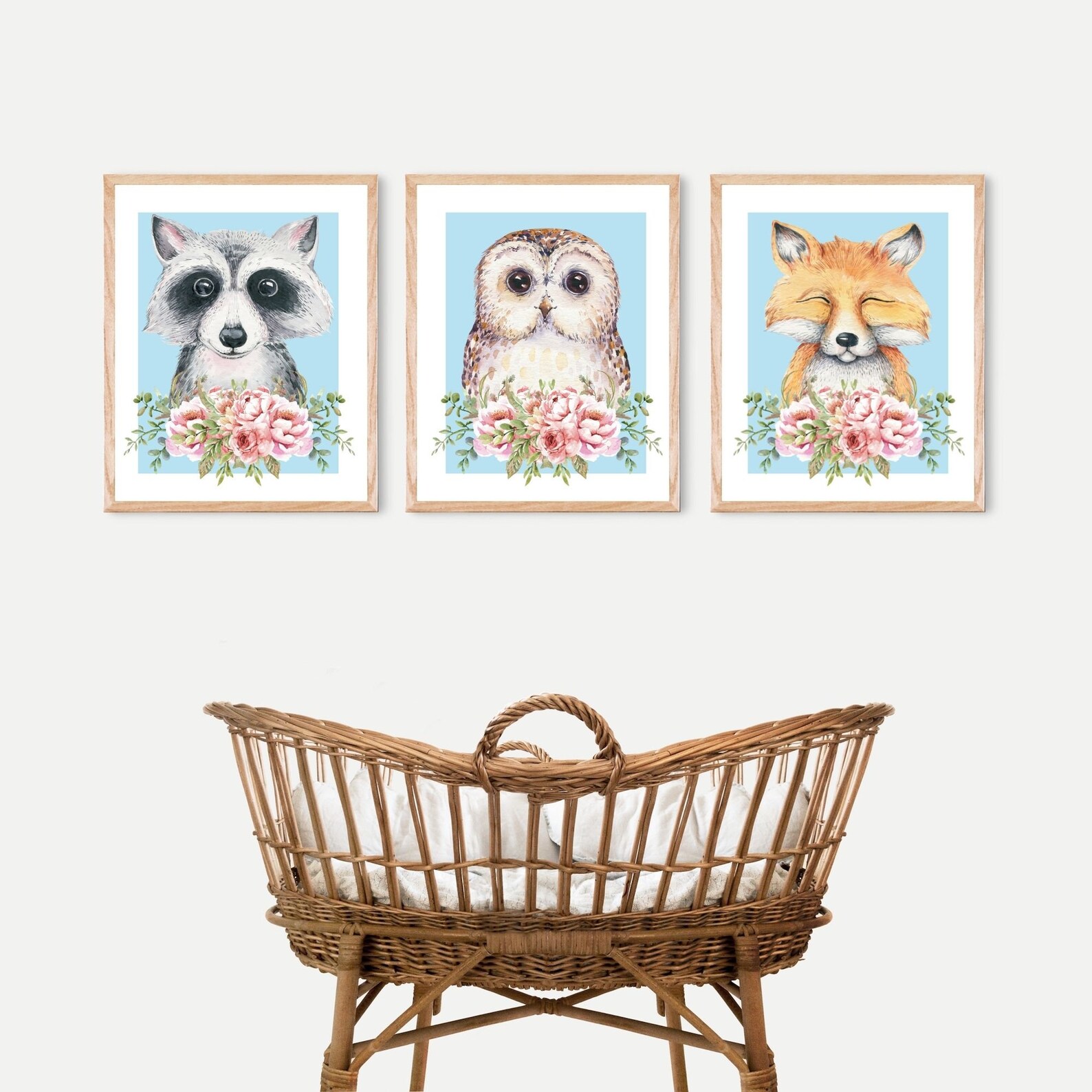 Woodland Nursery Prints Girl Set of 3 Digital Download Etsy