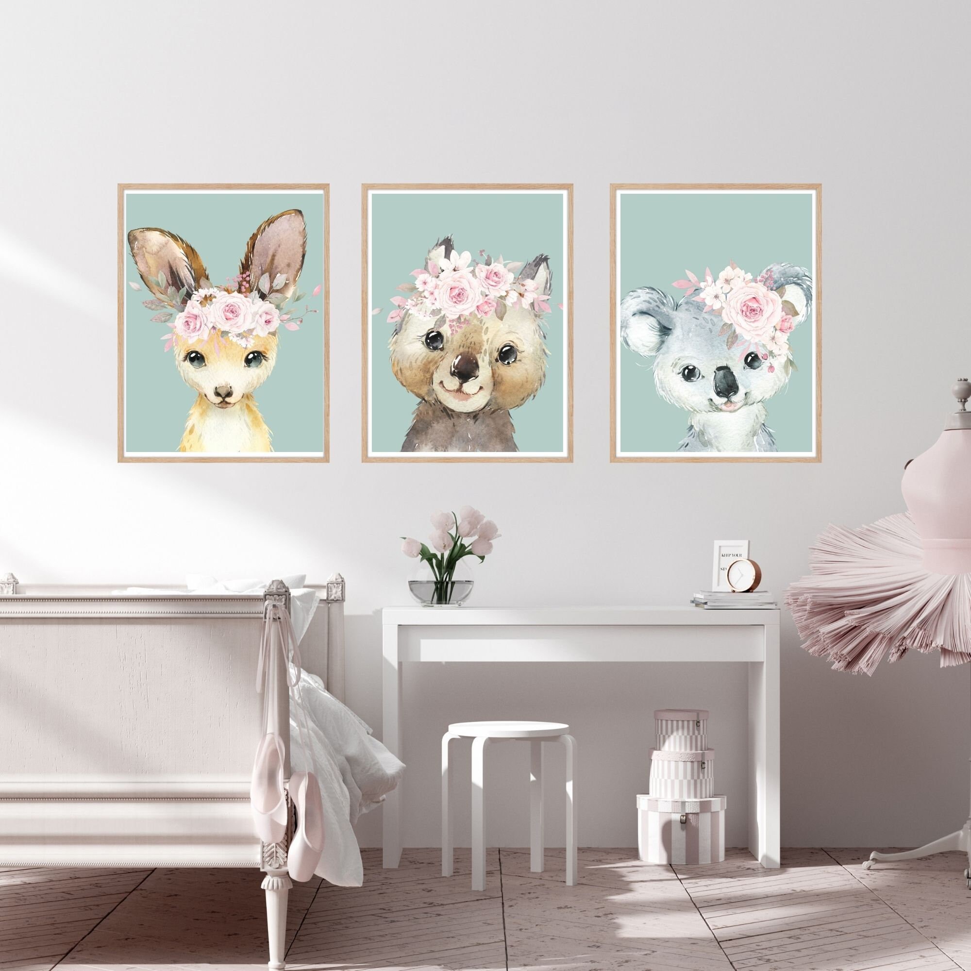 Australian Baby Animal Prints Set of 3 Girl Nursery Animal | Etsy