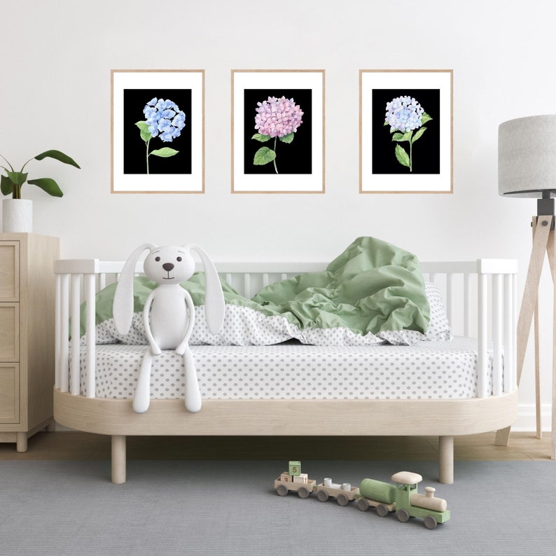 Watercolor Hydrangea Prints Set of 3 Hydrangea Wall Art Etsy Australia