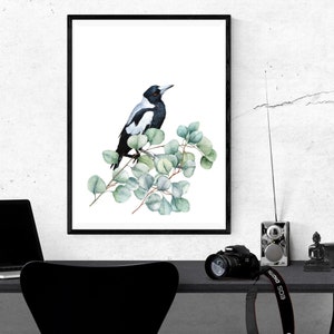 Magpie Eucalyptus Printable Art, Collingwood Supporter Gift, Gift for Him, Gift for her