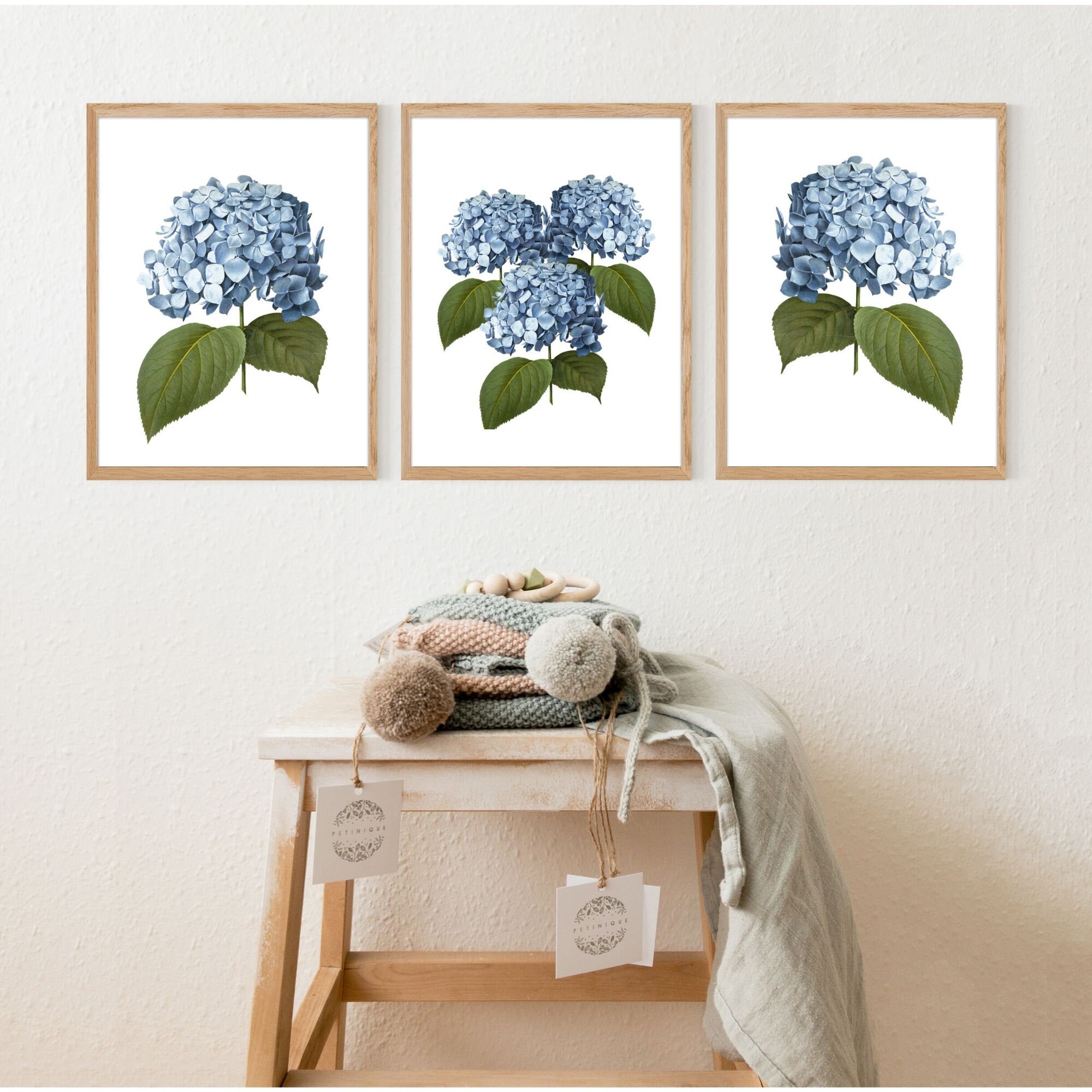 Blue Hydrangea Wall Art Set of 3 Instant Download - Etsy