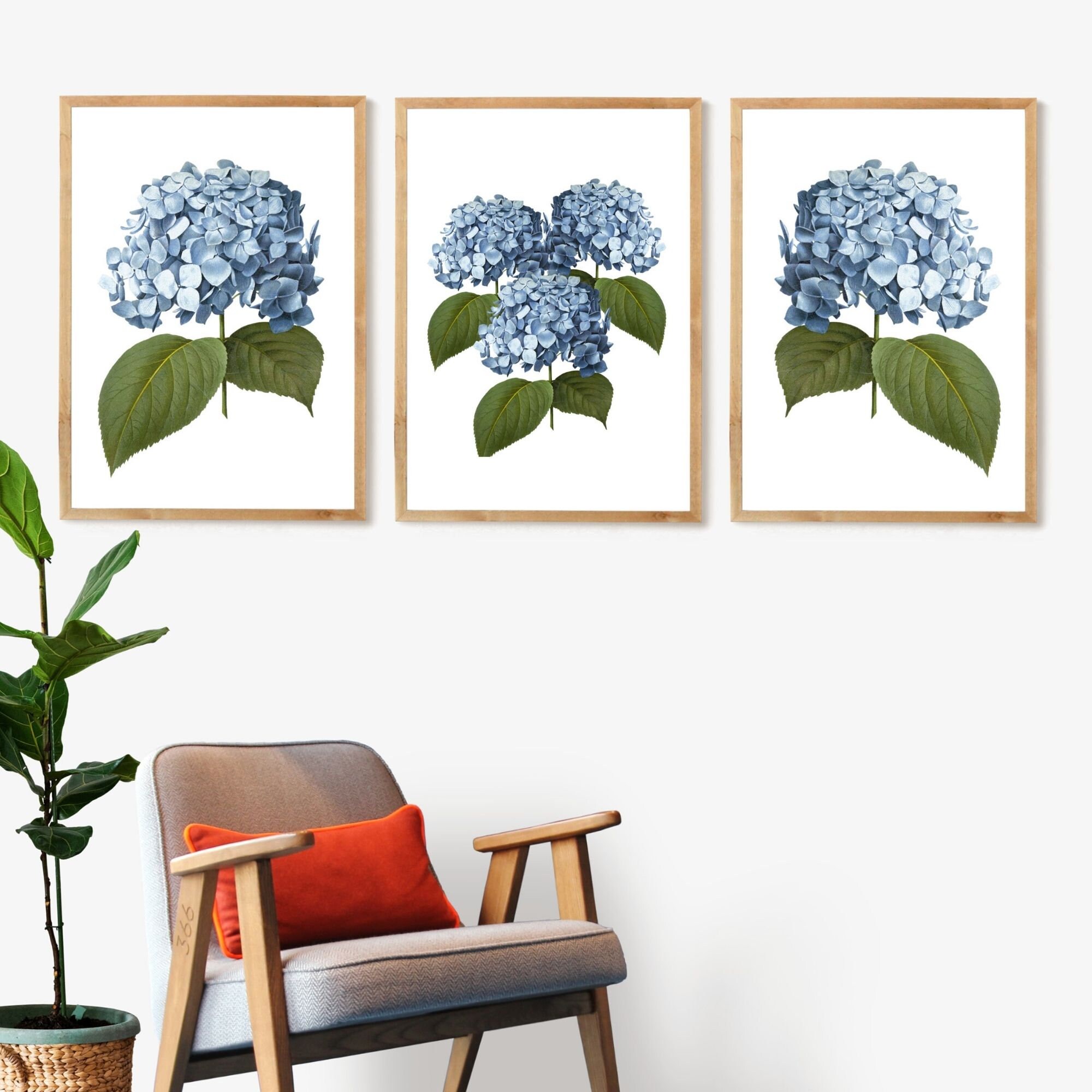 Blue Hydrangea Wall Art Set of 3 Instant Download - Etsy