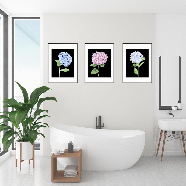 Watercolor Hydrangea Prints Set of 3 Hydrangea Wall Art Etsy Australia