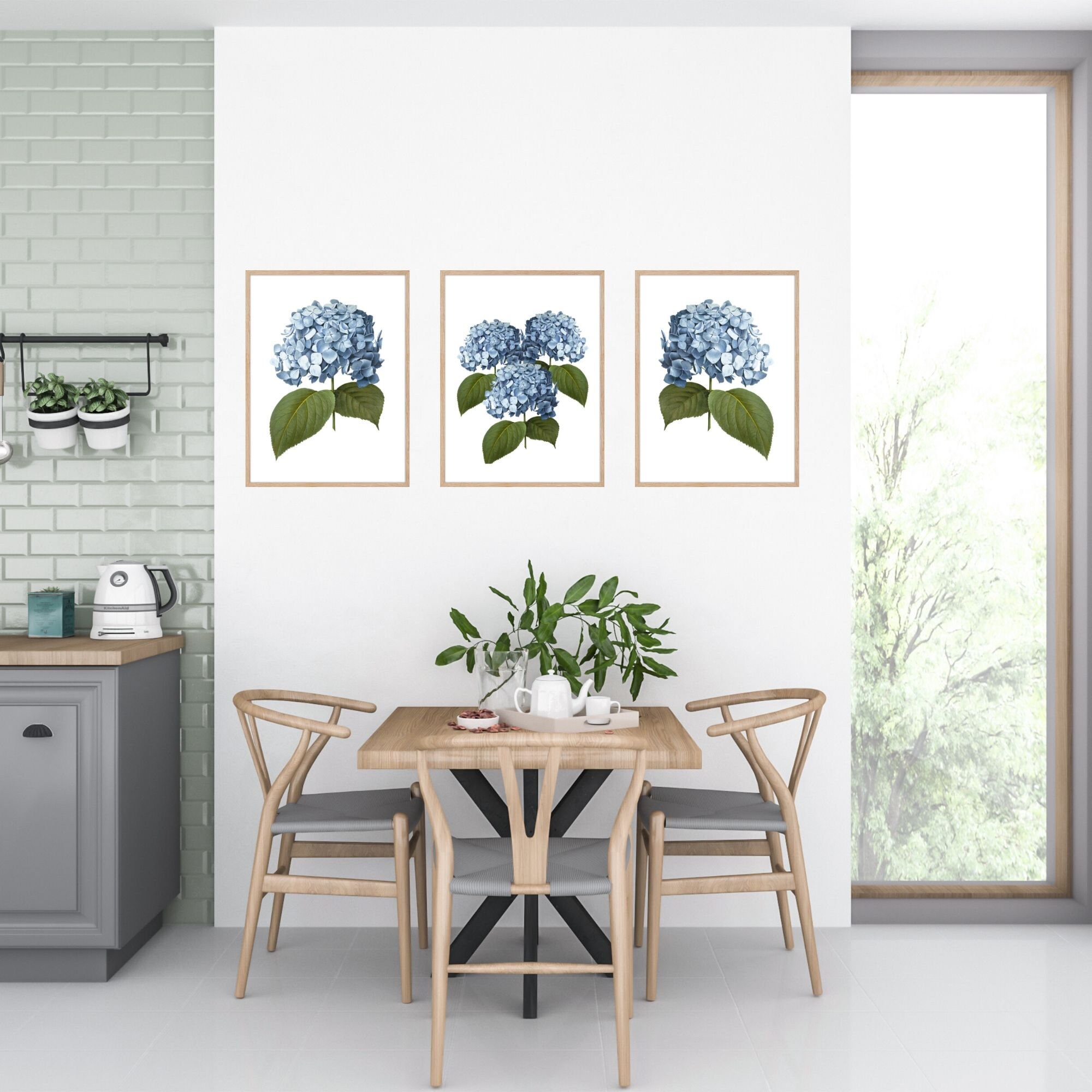 Blue Hydrangea Wall Art Set of 3 Instant Download - Etsy