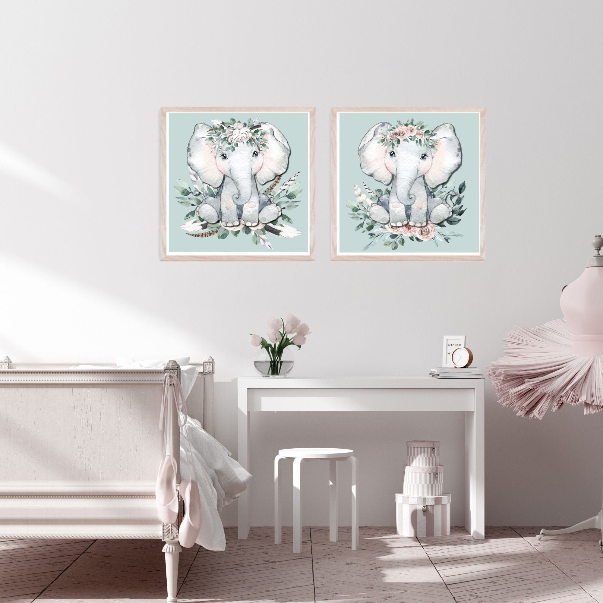Floraler Elefant Kinderzimmer Druck Instant Download Set von - Etsy.de