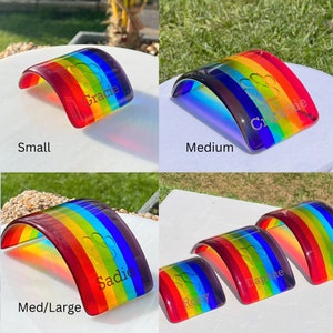 Glass Rainbow Bridge Pet Memorial, personalizado con nombre o huella de pata, opción de caja de regalo, opción de tarjeta de regalo, disponible en 3 tamaños imagen 1