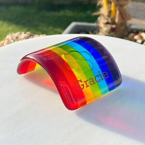 Glass Rainbow Bridge Pet Memorial, personalizado con nombre o huella de pata, opción de caja de regalo, opción de tarjeta de regalo, disponible en 3 tamaños imagen 3