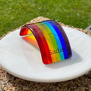 Glass Rainbow Bridge Pet Memorial, personalizado con nombre o huella de pata, opción de caja de regalo, opción de tarjeta de regalo, disponible en 3 tamaños imagen 10