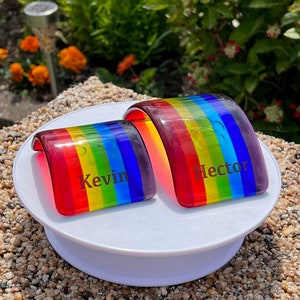 Glass Rainbow Bridge Pet Memorial, personalizado con nombre o huella de pata, opción de caja de regalo, opción de tarjeta de regalo, disponible en 3 tamaños imagen 6