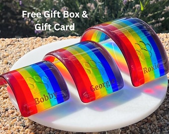 Pet Memorial Rainbow Bridge Glass, Personalised -free gift box & gift card