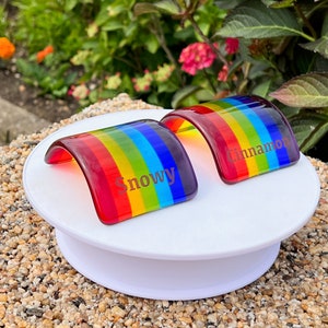 Glass Rainbow Bridge Pet Memorial, personalizado con nombre o huella de pata, opción de caja de regalo, opción de tarjeta de regalo, disponible en 3 tamaños imagen 9